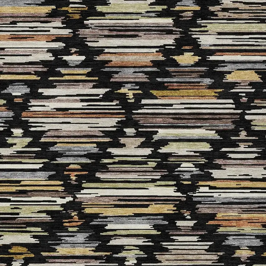 Black And Ivory Southwestern Washable Indoor Outdoor Area Rug Photo 2