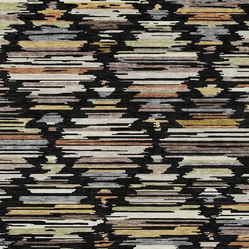 Black And Ivory Southwestern Washable Indoor Outdoor Area Rug Photo 2
