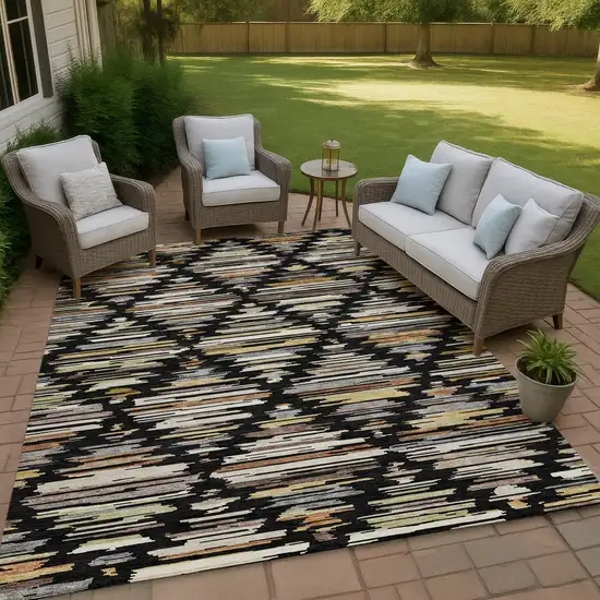 Black And Ivory Southwestern Washable Indoor Outdoor Area Rug Photo 4