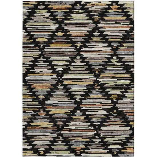 Black And Ivory Southwestern Washable Indoor Outdoor Area Rug Photo 3