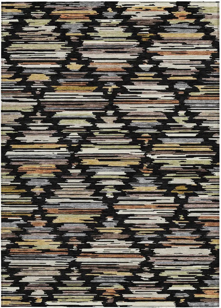 Black And Ivory Southwestern Washable Indoor Outdoor Area Rug Photo 3