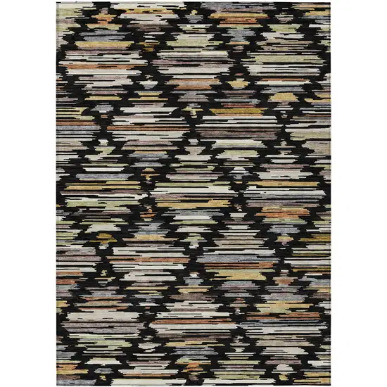 Black And Ivory Southwestern Washable Indoor Outdoor Area Rug Photo 1