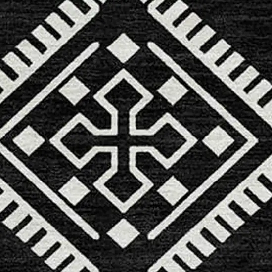Black And Ivory Southwestern Washable Indoor Outdoor Area Rug Photo 5