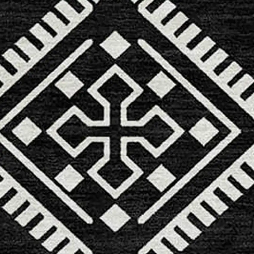 Black And Ivory Southwestern Washable Indoor Outdoor Area Rug Photo 5