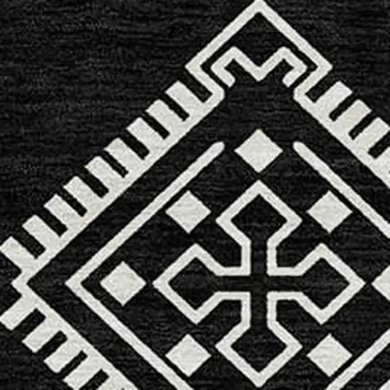Black And Ivory Southwestern Washable Indoor Outdoor Area Rug Photo 5