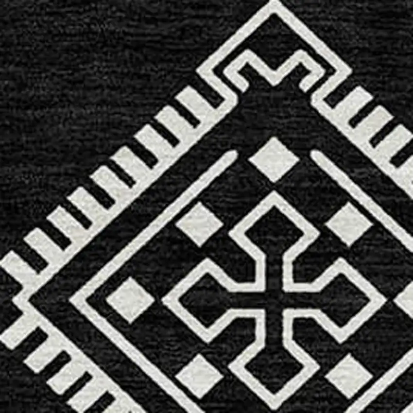 Black And Ivory Southwestern Washable Indoor Outdoor Area Rug Photo 5