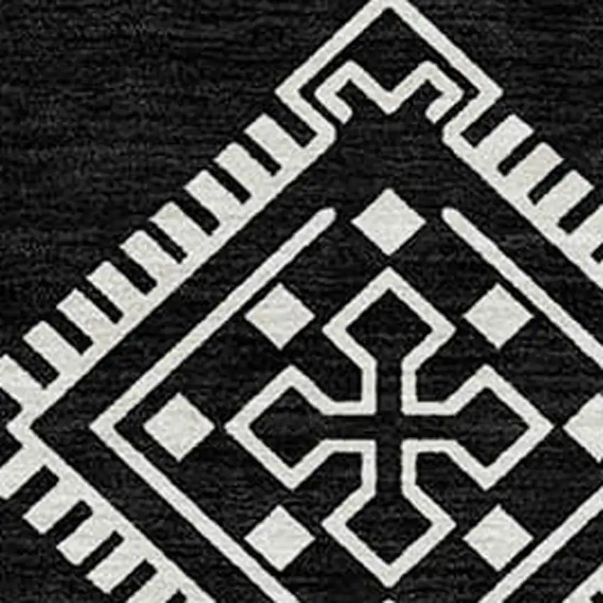 Black And Ivory Southwestern Washable Indoor Outdoor Area Rug Photo 5