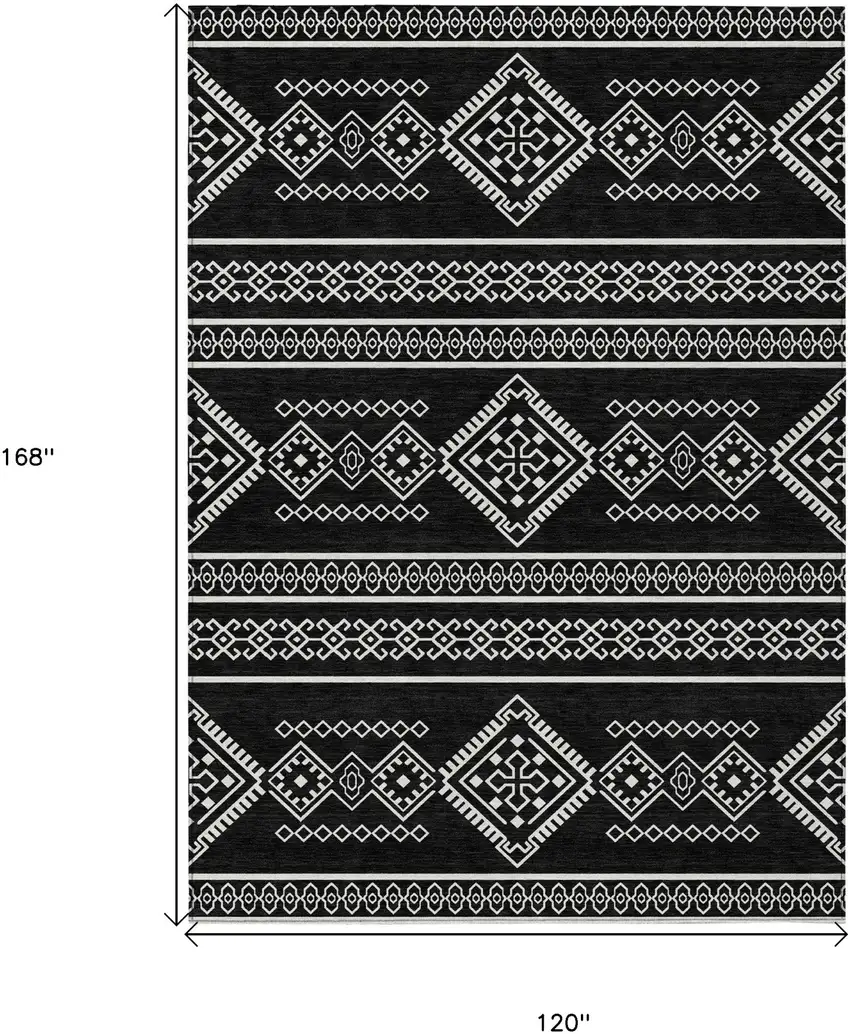 Black And Ivory Southwestern Washable Indoor Outdoor Area Rug Photo 3