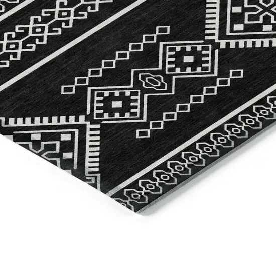 Black And Ivory Southwestern Washable Indoor Outdoor Area Rug Photo 4