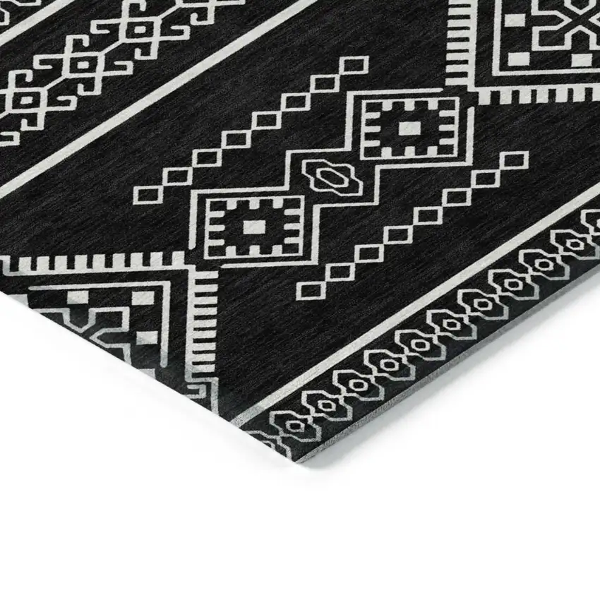 Black And Ivory Southwestern Washable Indoor Outdoor Area Rug Photo 4