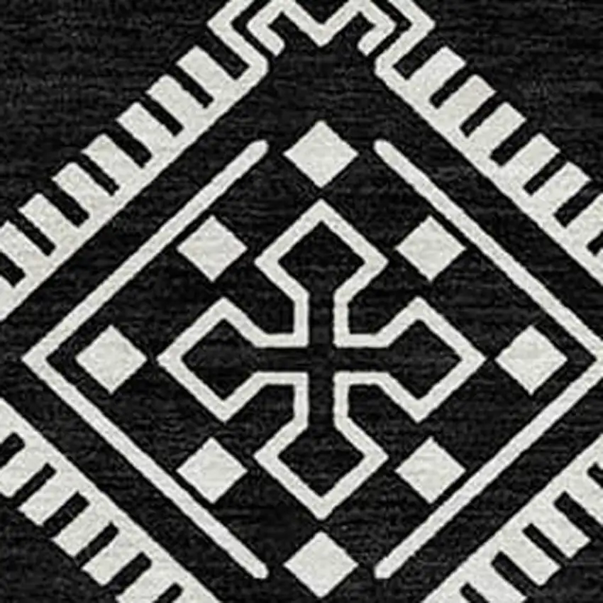 Black And Ivory Southwestern Washable Indoor Outdoor Area Rug Photo 5
