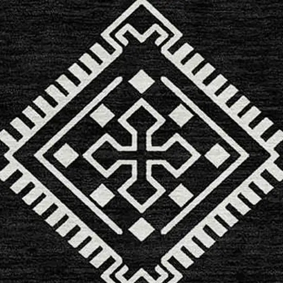 Black And Ivory Southwestern Washable Indoor Outdoor Area Rug Photo 7
