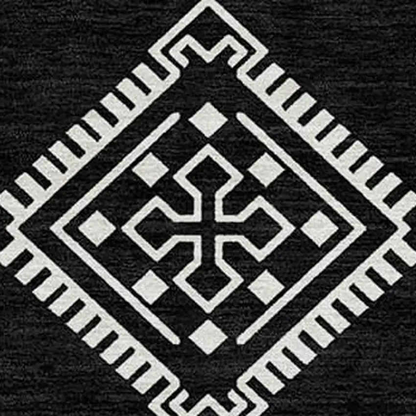 Black And Ivory Southwestern Washable Indoor Outdoor Area Rug Photo 7
