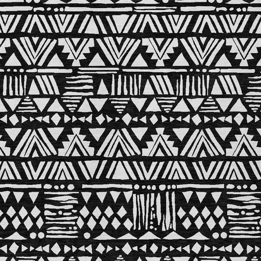 Black And Ivory Southwestern Washable Indoor Outdoor Area Rug Photo 7