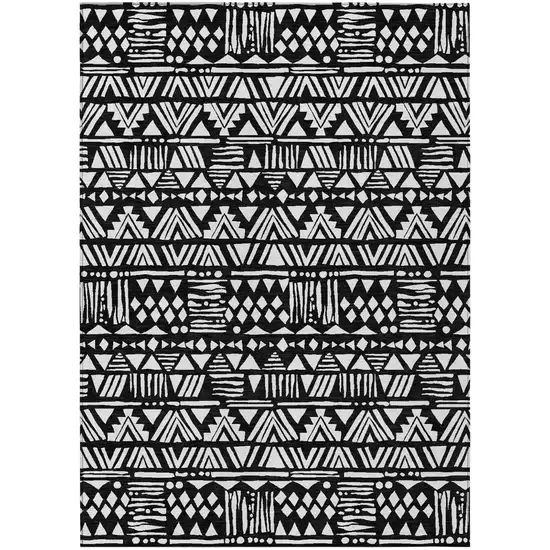 Black And Ivory Southwestern Washable Indoor Outdoor Area Rug Photo 2