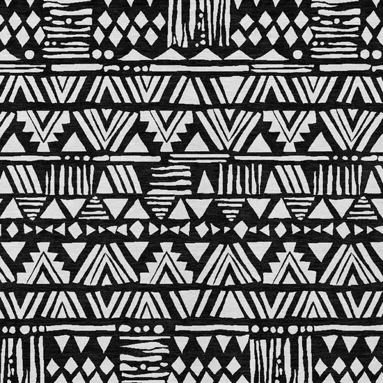 Black And Ivory Southwestern Washable Indoor Outdoor Area Rug Photo 7