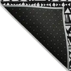 Photo of Black And Ivory Southwestern Washable Indoor Outdoor Area Rug