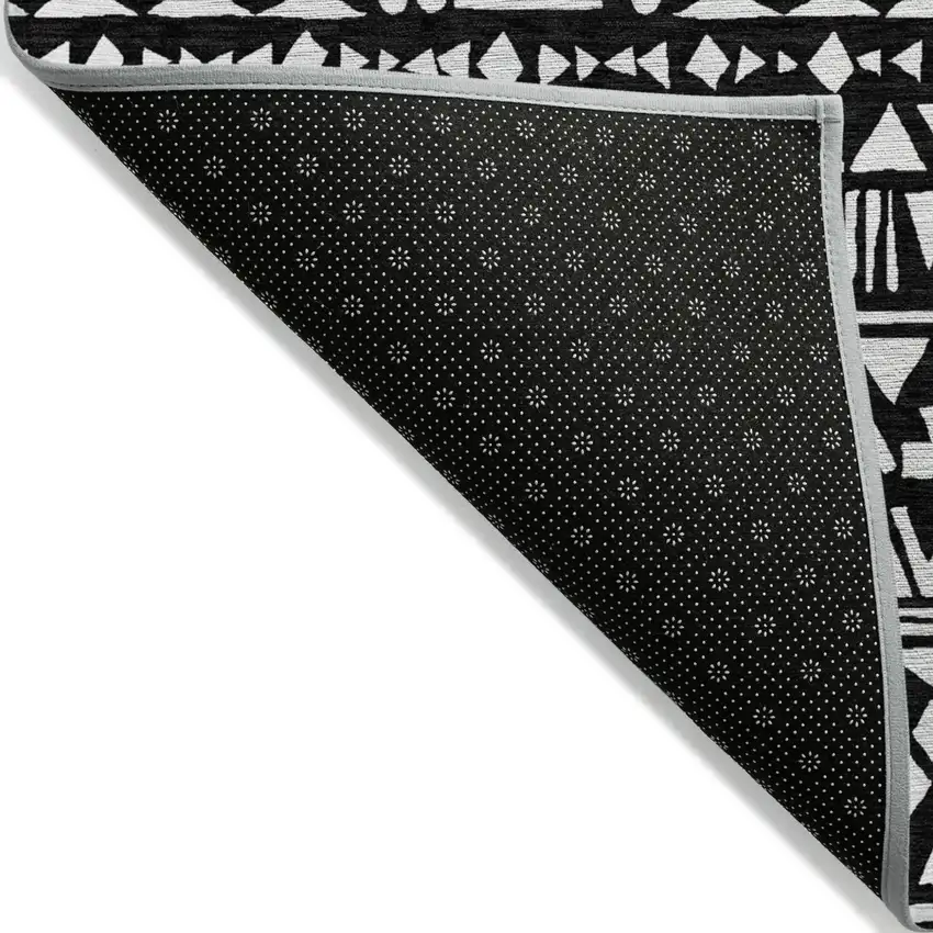 Black And Ivory Southwestern Washable Indoor Outdoor Area Rug Photo 4