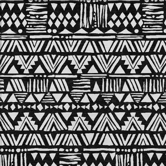 Black And Ivory Southwestern Washable Indoor Outdoor Area Rug Photo 7