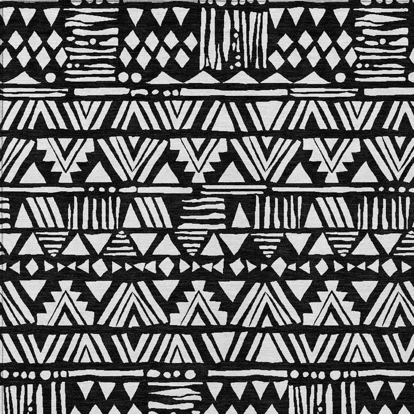 Black And Ivory Southwestern Washable Indoor Outdoor Area Rug Photo 7