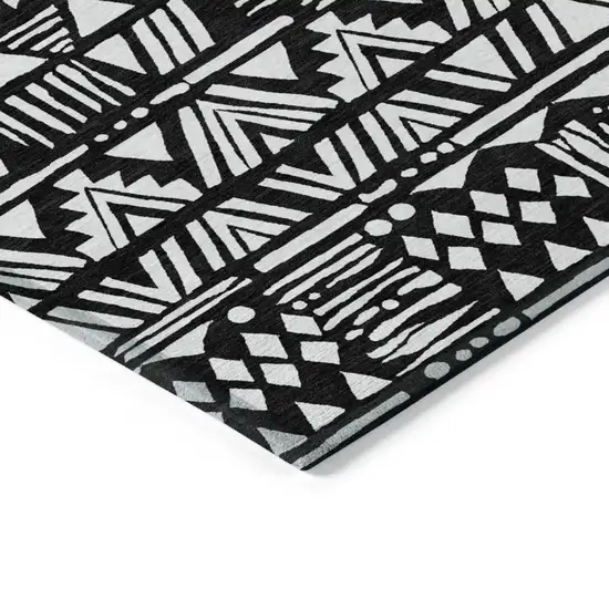 Black And Ivory Southwestern Washable Indoor Outdoor Area Rug Photo 5