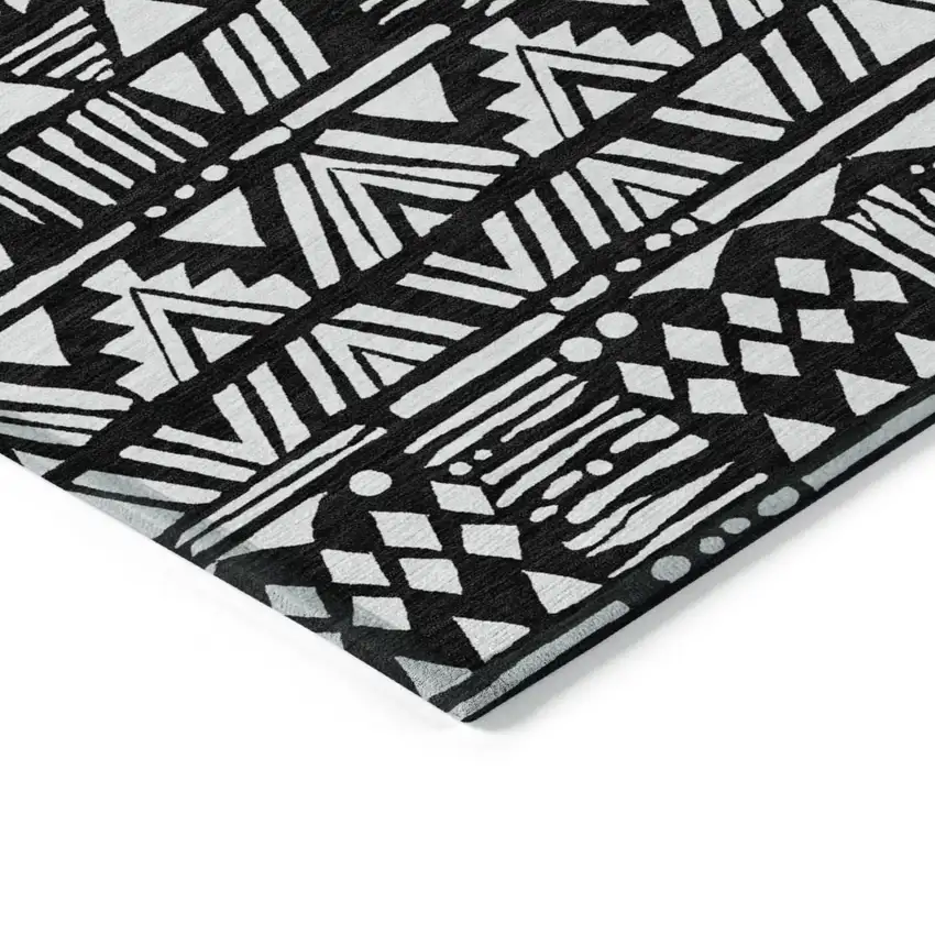 Black And Ivory Southwestern Washable Indoor Outdoor Area Rug Photo 5