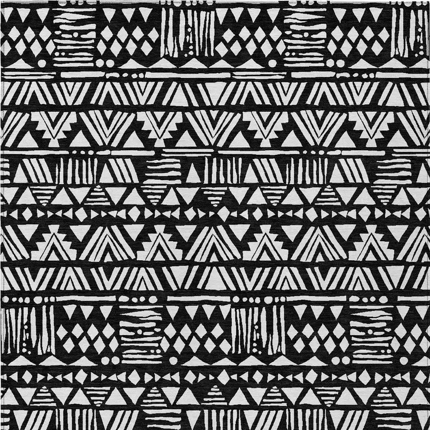 Black And Ivory Southwestern Washable Indoor Outdoor Area Rug Photo 8