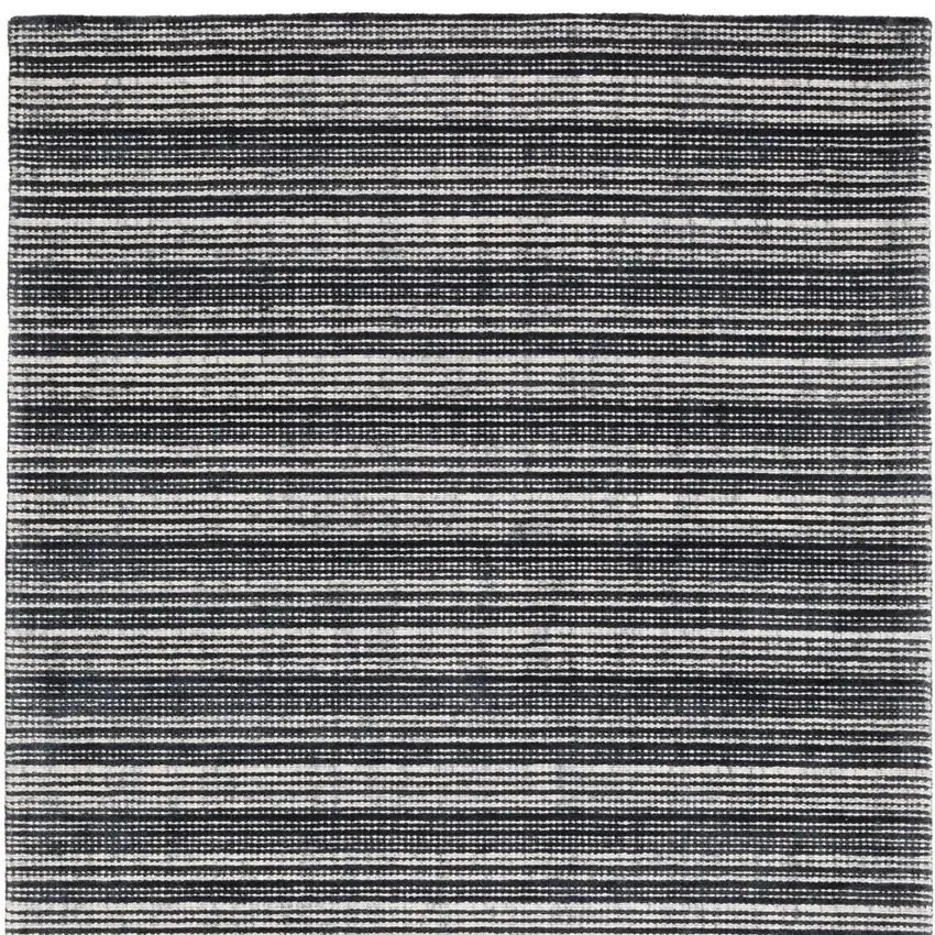 Black And Ivory Striped Hand Tufted Area Rug Photo 5