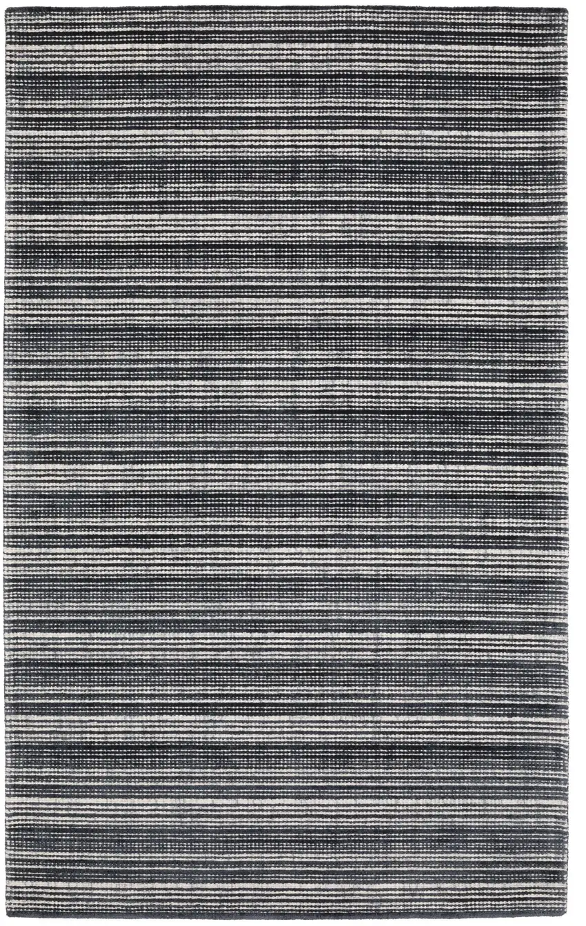 Black And Ivory Striped Hand Tufted Area Rug Photo 2