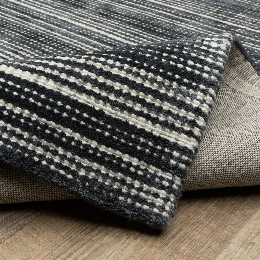 Black And Ivory Striped Hand Tufted Area Rug Photo 9