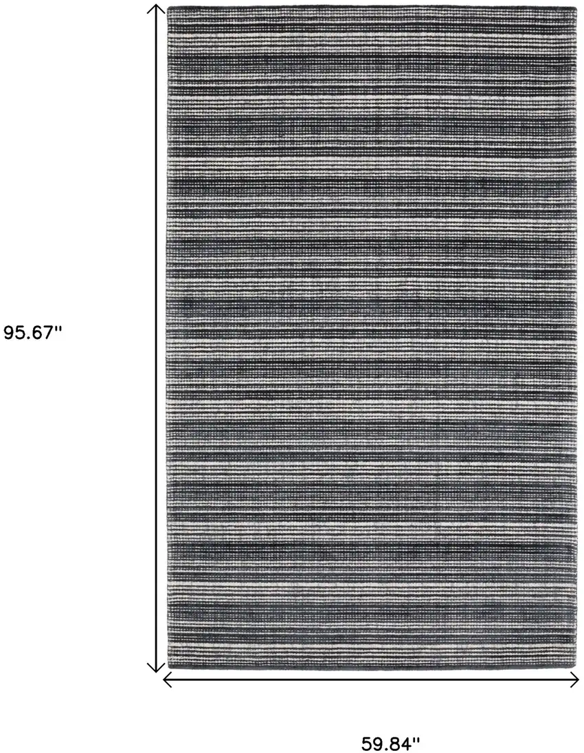 Black And Ivory Striped Hand Tufted Area Rug Photo 3