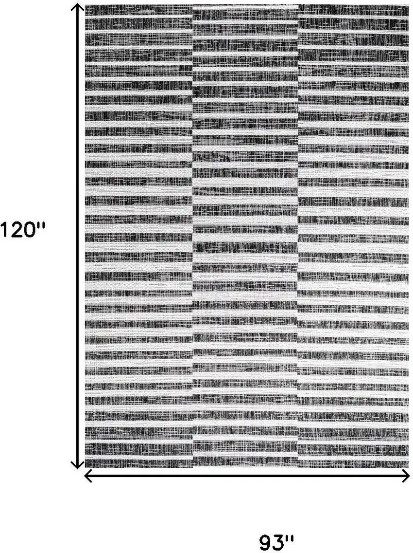 Black And Ivory Striped Indoor Outdoor Area Rug Photo 3