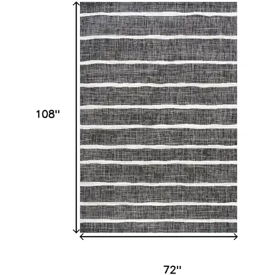 Black And Ivory Striped Indoor Outdoor Area Rug Photo 3