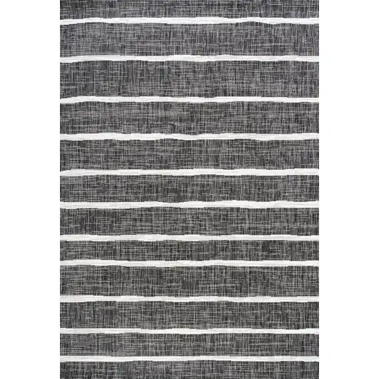 Black And Ivory Striped Indoor Outdoor Area Rug Photo 1