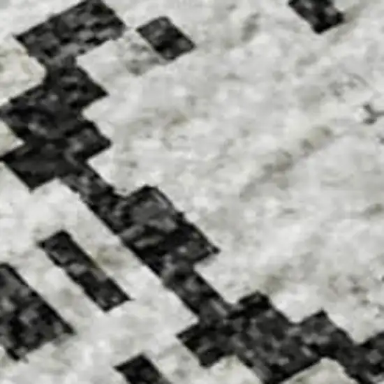 Black And Ivory Striped Washable Area Rug With UV Protection Photo 2