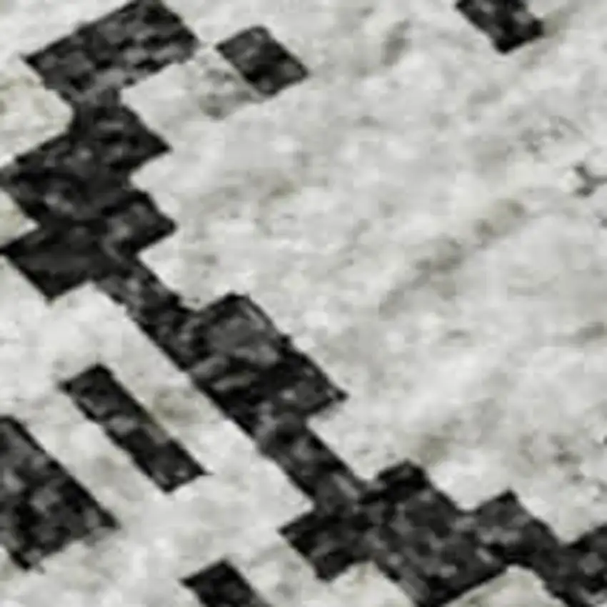 Black And Ivory Striped Washable Area Rug With UV Protection Photo 2