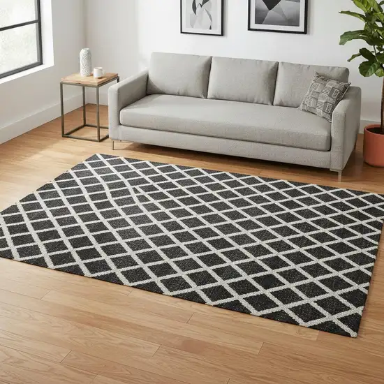 Black And Ivory Striped Washable Area Rug With UV Protection Photo 2