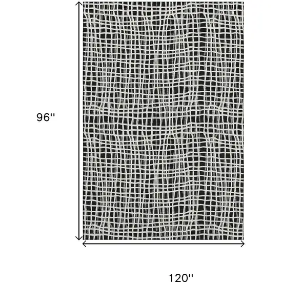 Black And Ivory Striped Washable Area Rug With UV Protection Photo 3