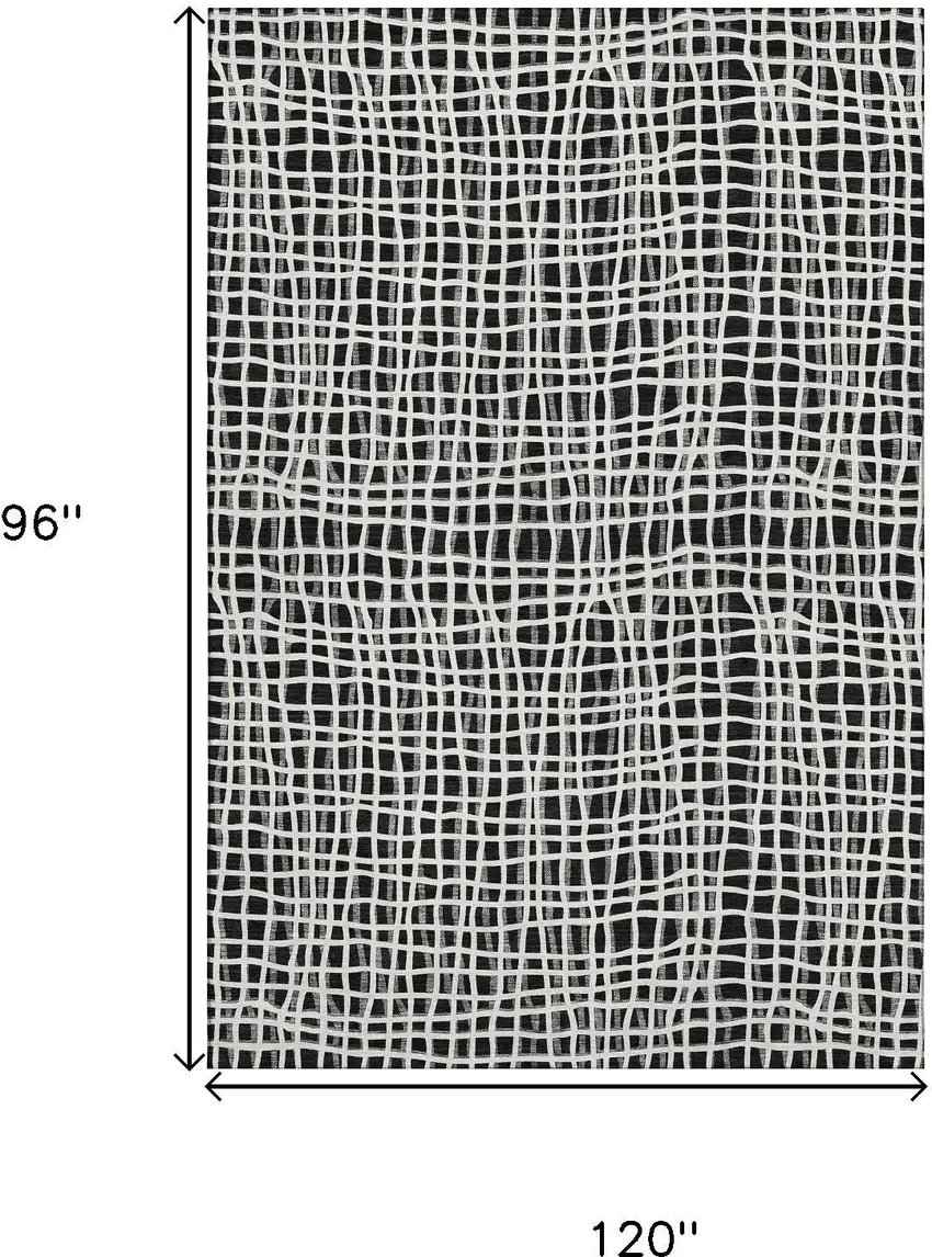 Black And Ivory Striped Washable Area Rug With UV Protection Photo 3