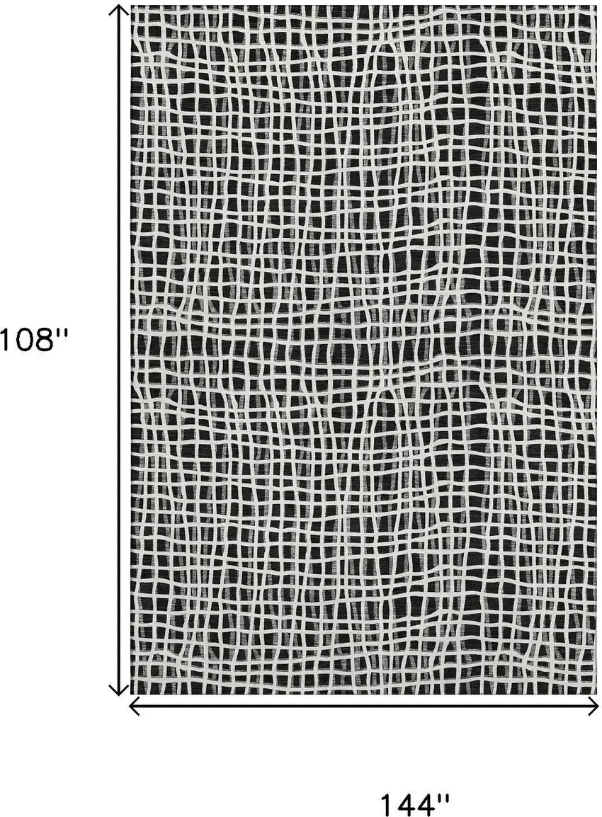 Black And Ivory Striped Washable Area Rug With UV Protection Photo 3