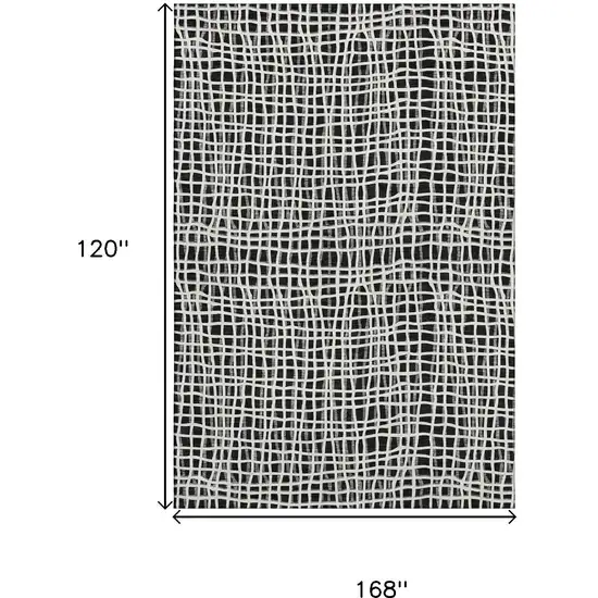 Black And Ivory Striped Washable Area Rug With UV Protection Photo 3