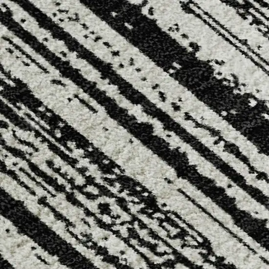 Black And Ivory Striped Washable Area Rug With UV Protection Photo 3