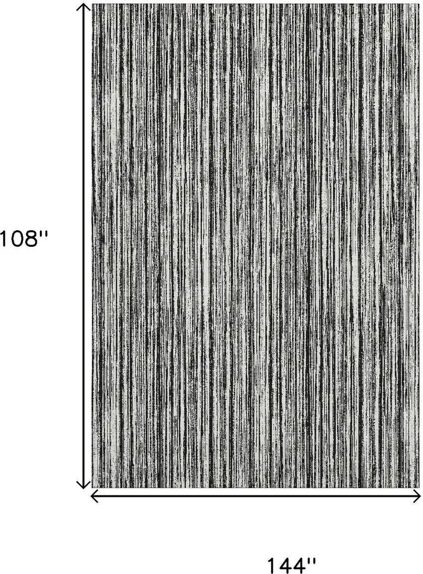 Black And Ivory Striped Washable Area Rug With UV Protection Photo 3