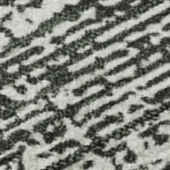 Black And Ivory Striped Washable Area Rug With UV Protection Photo 4