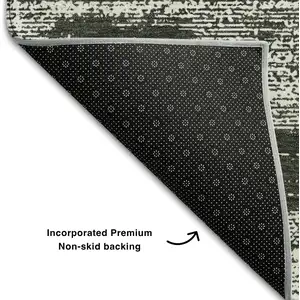 Photo of Black And Ivory Striped Washable Area Rug With UV Protection