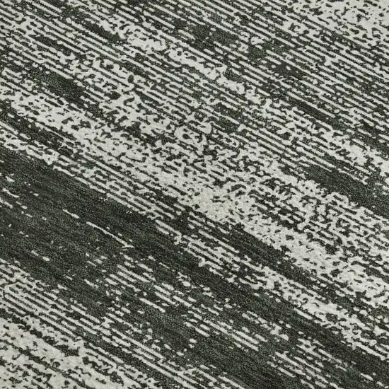 Black And Ivory Striped Washable Area Rug With UV Protection Photo 4