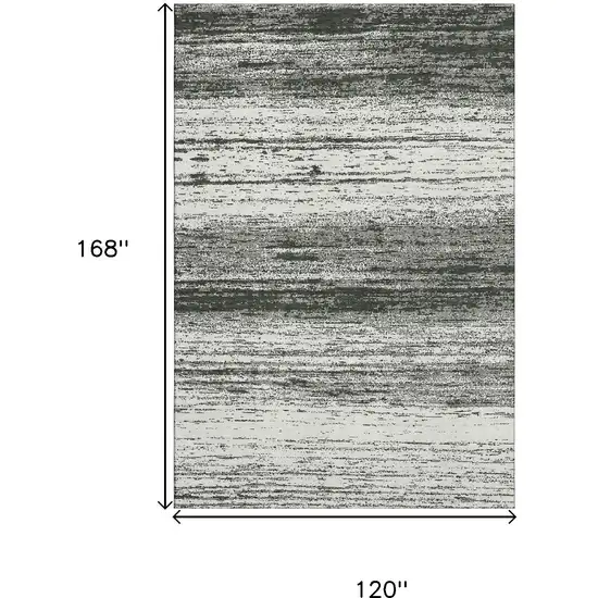 Black And Ivory Striped Washable Area Rug With UV Protection Photo 3