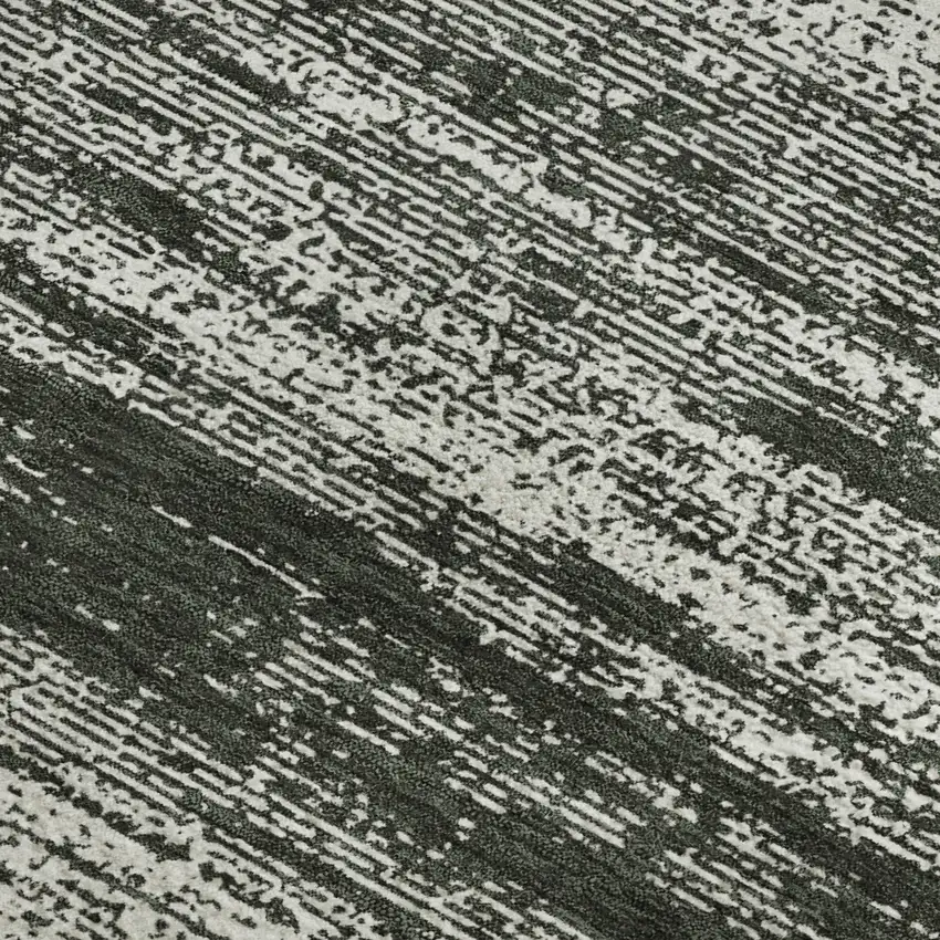 Black And Ivory Striped Washable Area Rug With UV Protection Photo 4