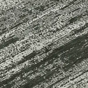 Photo of Black And Ivory Striped Washable Area Rug With UV Protection