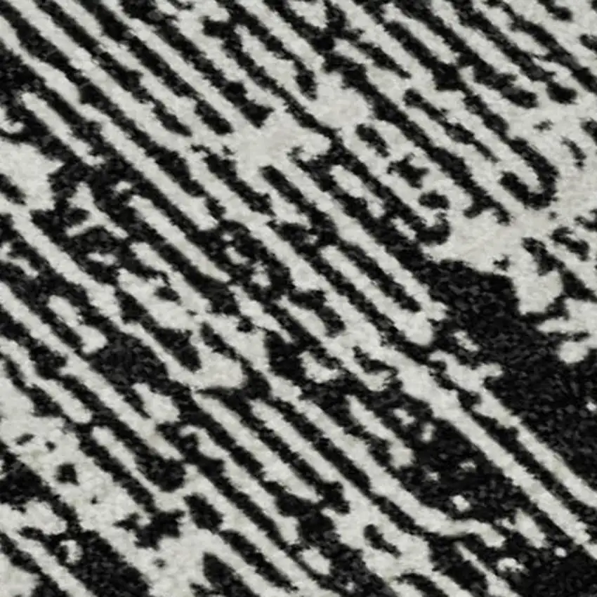 Black And Ivory Striped Washable Area Rug With UV Protection Photo 3